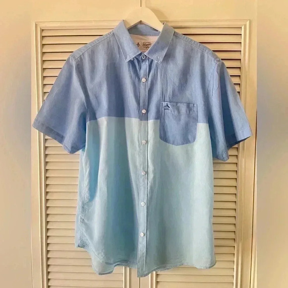 Penguin by Munsingwear Men’s Colorblock Short Sleeve Button Down Shirt SZ XL - Picture 1 of 9